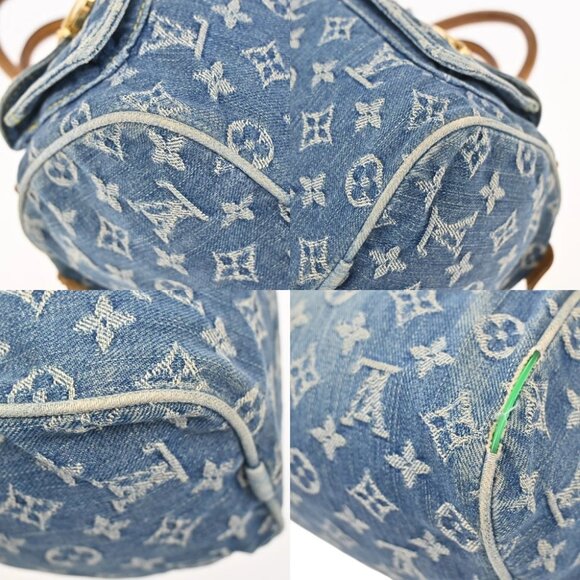 LOUIS VUITTON Neo Speedy Hand Bag Monogram Denim Leather Blue - Picture 7 of 16